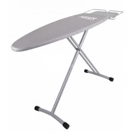 Haeger Tabla de Planchar Homestrong Pro Gris con Estructura de Red Metálica, 124 x 40 cm, Altura Ajustable 94 cm, Funda Metalizada con Espuma